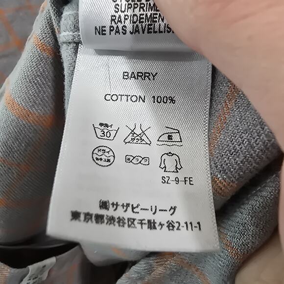 Frank & Eileen Shirt Womens Large Gray Orange Plaid Flannel Windowpane Barry - Picture 10 of 13